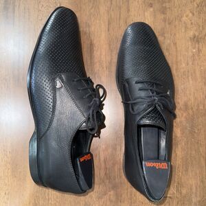 Versace Collection Black Perforated Leather Lace Up Derby Dress Shoes EU39 US6.5